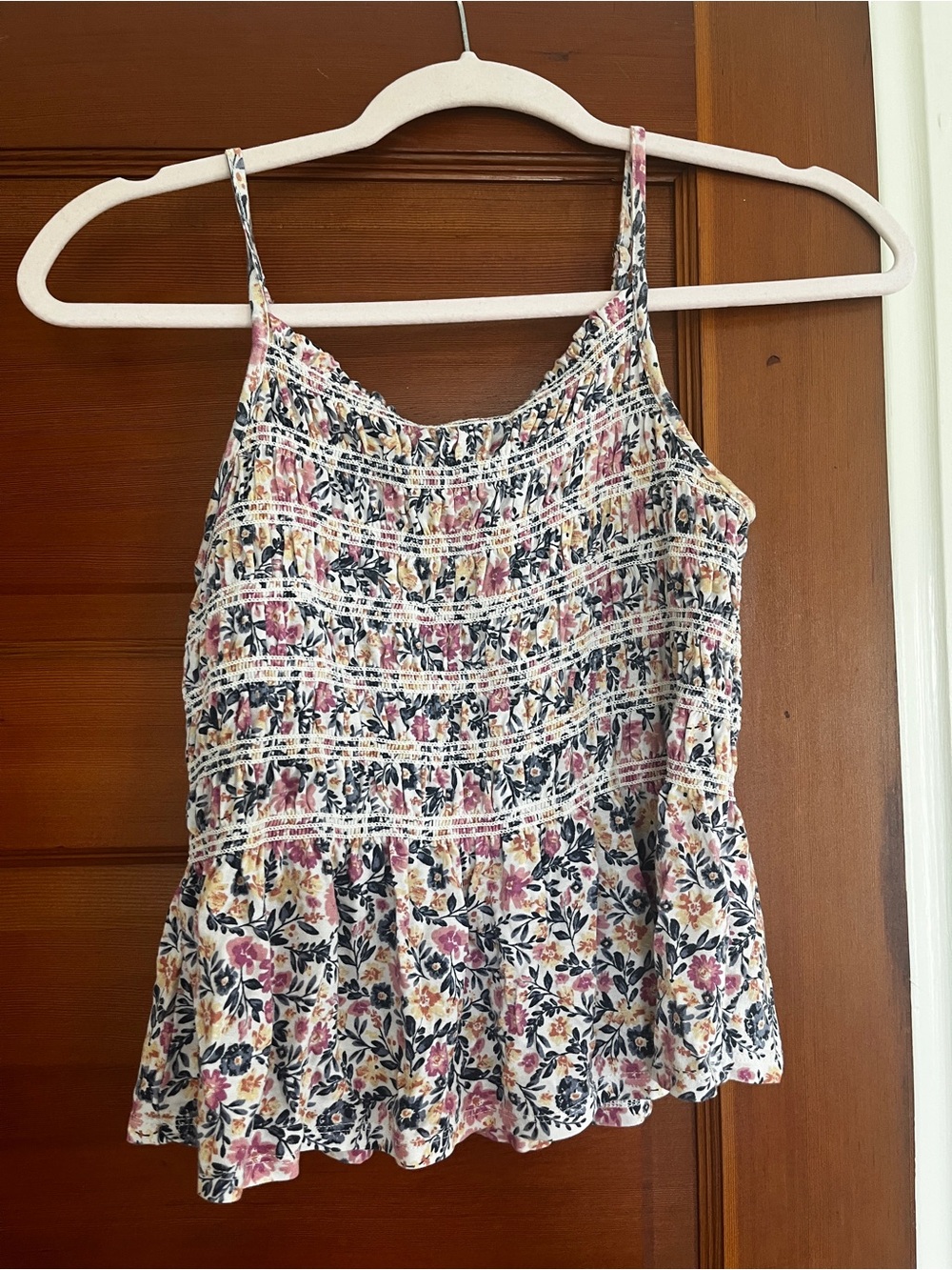 SO Floral Smocked Spaghetti Strap Camisole - Pink, Yellow, Navy